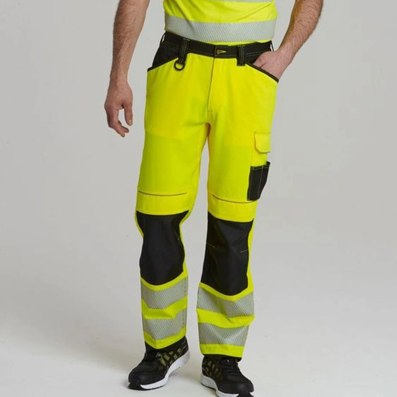 Two Tone Hi Vis Reflective Safety Cargo Pant Working Suit Industrial Safety Clothes Reflective Track Pants
