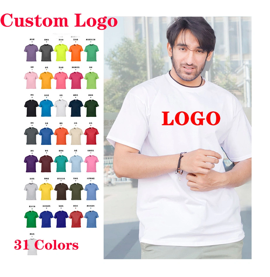 Factory Direct Sales 100% Cotton 180g Men T-Shirt Printing T Shirt OEM Custom Logo