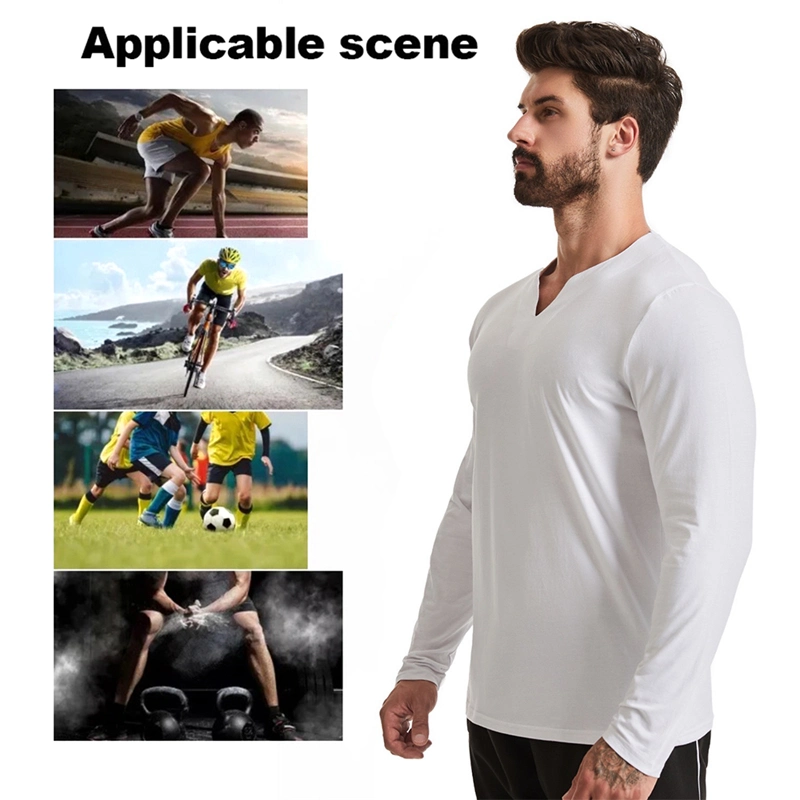 Tianchen Factory Wholesale Casual Workout Long Sleeve V-Neck Sweatshirts for Men, Customize Daily Street Cotton Athletic Apparel Sports Top Pullover for Men