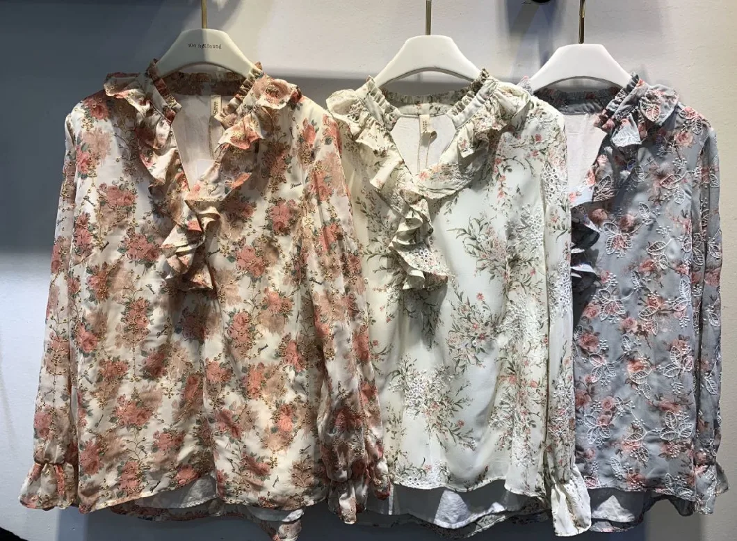 Multi-Flower Fashion Slim Figure Plain Wholesale T Shirt