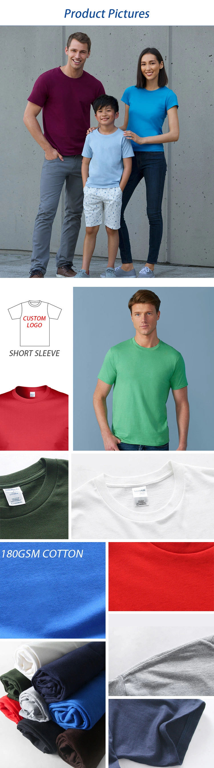Screen Printing Black Plain Customized Blank Men Cotton T Shirt