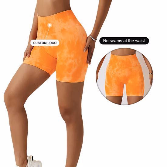 Chinese Sexy Seamless Splash Dye Yoga Shorts Women&prime;s Sports Fitness Shorts High Waist Raised Hip Tight Yoga Pants Clothing Gym Sports Wear Yoga Legging