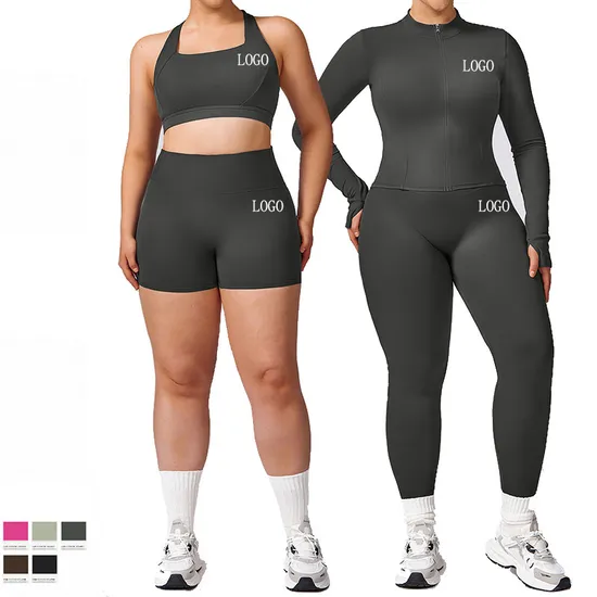 Brand New High Quality Yoga Outfit Yoga Set with Jacket XXL Plus Size Gym Sportswear Women Active Sports Fitness Yoga Wear 