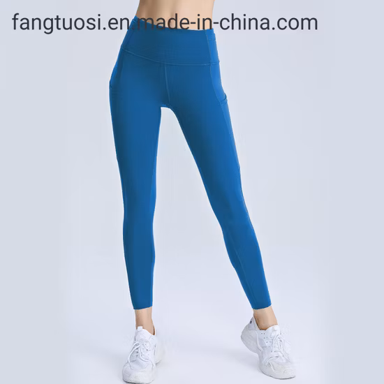 Customized Elastic Breathable Women High Waisted Workout Fitness Yoga Wear Pants Gym Leggings Fitness with Side Pockets
