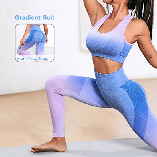 Wholesale Sportswear Ladies Gym Fitness Exercise Workout Yoga Clothes Suit Sportswear Seamless Women Active Wear Yoga Set 
