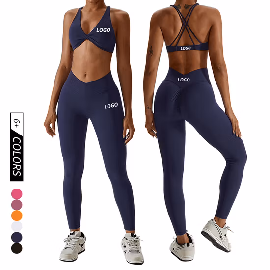 Wholesale Factory Sexy Cross Back Yoga Clothes Outdoor Wear Pilates Running Fitness Sports Yoga Suit Women′s Yoga Gym Sports Set