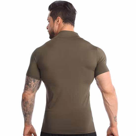 Men Short Sleeves Active Athletic Gym Fitness Running Clothing Sportswear T