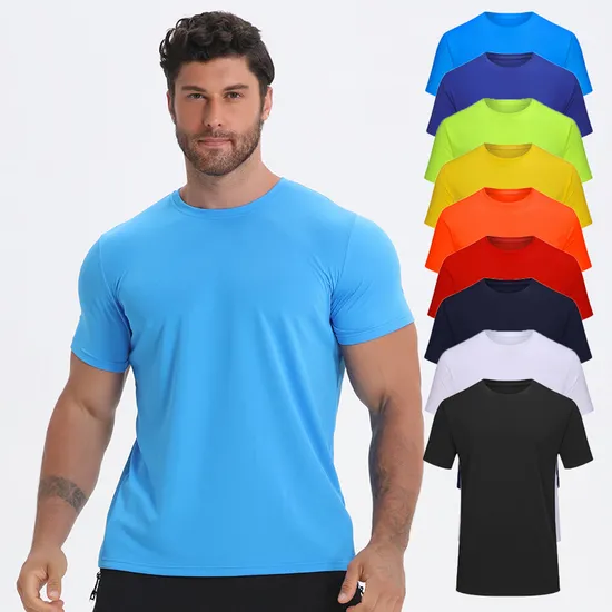 Custom Logo Printed Tshirt Team Activewear T Shirt 100% Polyester Gym Fitness Training Plain Men Mesh T Shirt 
