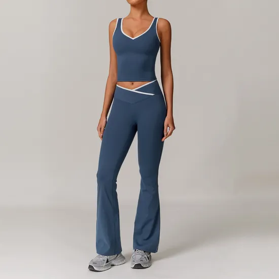 Clashing Color High Waisted Legging Sets for Women′s Gym Wear 