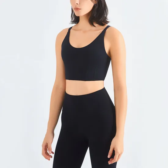 Custom Logo Gym Wear Sportswear Activewear Athletic Wear Overlap Back Sports Bra 
