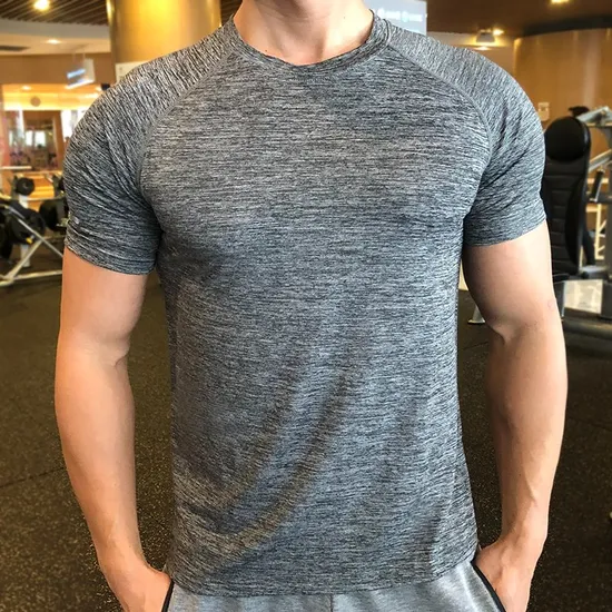 Wholesale Summer Men′s Short Sleeve Shirts High Quality Running Workout T Shirt Custom Gym Fitness T