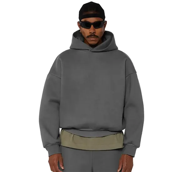 Custom Blank Streetwear Oversized Cotton Essentials Sweatshirt Heavyweight Cropped Hoodie for Men 