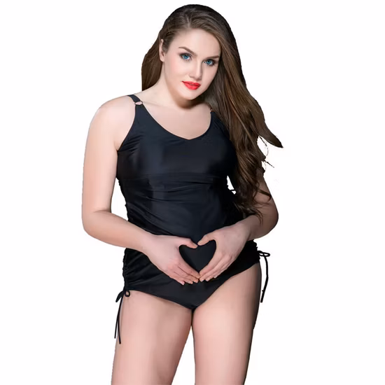 Maternity Swimwear Summer Pregnancy Bikini One Piece Women Solid Black/Fuchsia Swimsuit Pregnant Beachwear Big Size