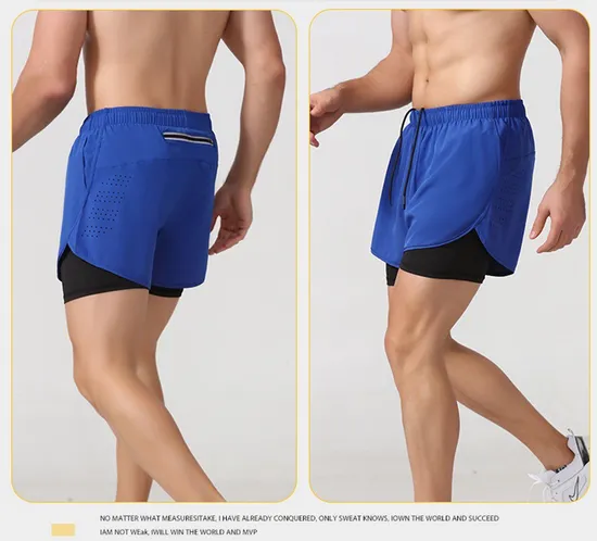 Wholesale Unisex Casual Training Jogger Shorts with Liner and Zipper Pocket, 2 in 1 Sports Basketball Boxing Gym Soccer Exercise Shorts for Men and Women 