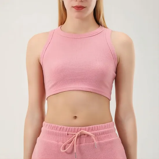 Waffle Yoga Tank Top Yoga Bra Slim Fit Leisure Sports Vest 