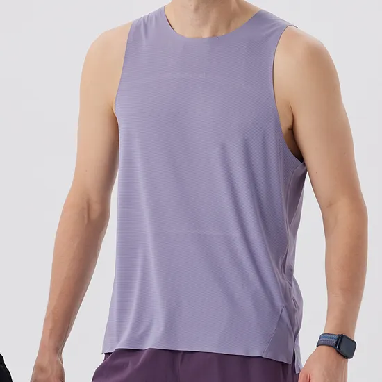 Custom Summer Lightweight Running Singlet Shirts Seamless Polyester Quick Dry Workout Sleeveless T